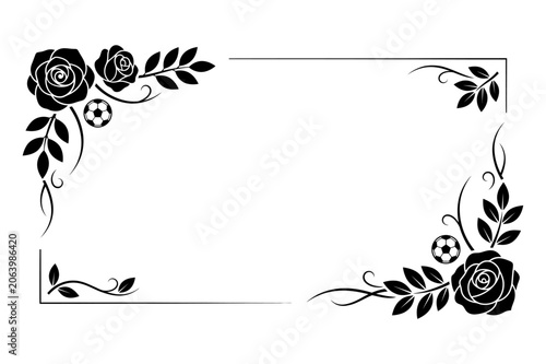 Luxury Rose Soccer Diagonal Corner Border Vector