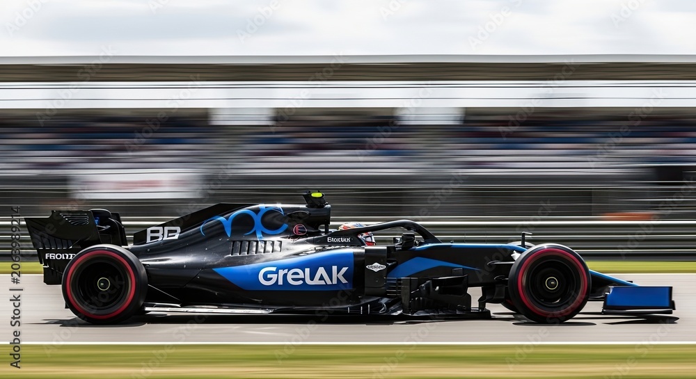 Naklejka premium Racing car speeding on track circuit.