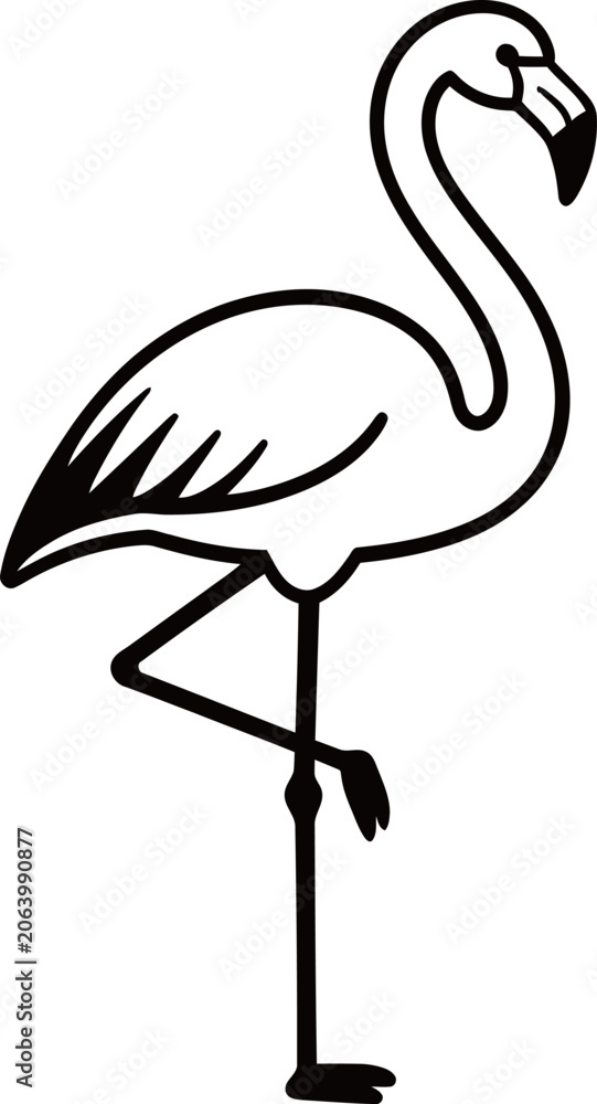Obraz premium Line drawing of a flamingo standing on one leg