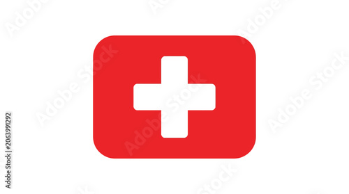 Red cross symbol on white background vector.