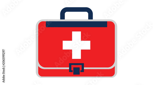Medical first aid kit red with white cross symbol for emergency healthcare.