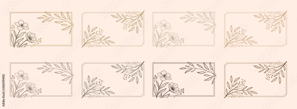 Fototapeta premium Black and white floral frame borders