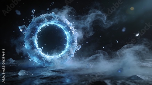 Frozen Blue Energy Portal Ring Background