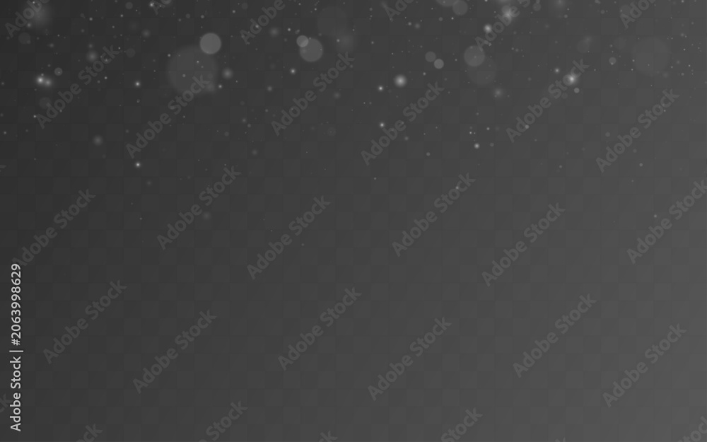 Fototapeta premium Soft glowing snowflake bokeh background, winter festive sparkle dust texture, abstract light particles for Christmas themed design projects.