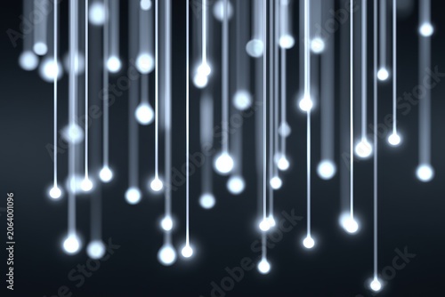 Abstract glowing light lines circles dark background, modern technology connection concept