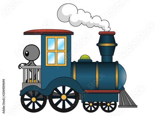 Drawing of a human that standing on the train
