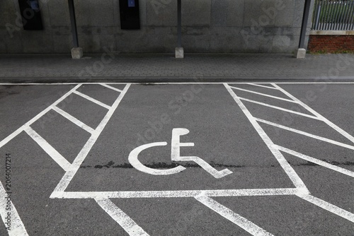Accessible parking space. Disabled street parking spot in Croydon town in South London, UK.