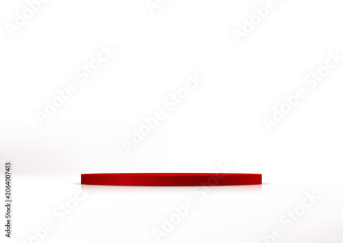 White background vector 3d with red podium Space for selling products on the website. Abstract wallpaper design with copy space to display your products. Vector illustration.