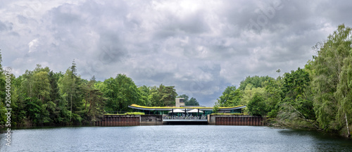 Billede på lærred Out of service shiplock turned into a visitor center in Maasduinen National Park, Limburg, Netherlands