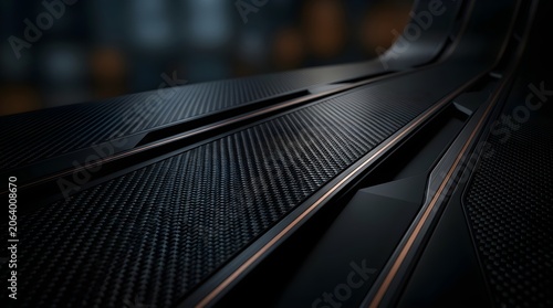 Close-up of Black Textured Surface with Orange Accents