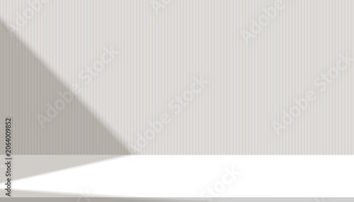 White background,Wall texture,studio interior room and grey floor,Soft light,leaf shadow on window,Empty space,3d podium for product display,Minimal abstract backdrop for cosmetic,Modern home design