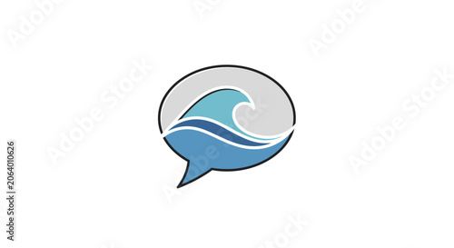 Ocean Wave Speech Bubble Logo Icon