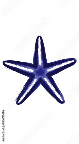 Vibrant Blue Starfish Illustration, Watercolor Style, Isolated on White Background