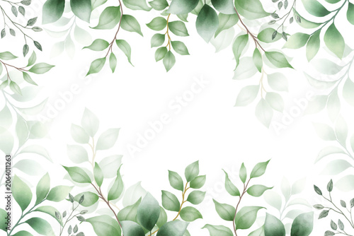 watercolor green leaves background