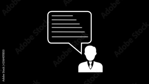 Customer support service avatar icon with speech bubble on black background 4k video.