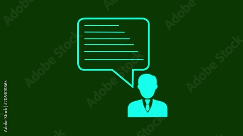 Professional Businessman Profile Icon With Dynamic green Comment Chat Box Illustration for Digital Feedback System.
