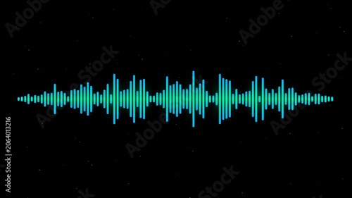 Cyan Digital Sound Wave Frequency Visualization on Black Background for Audio Technology Concept