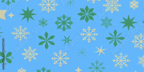 Seamless floral Christmas winter snowflake pattern background design