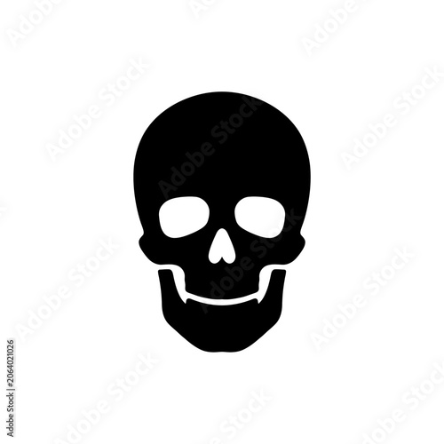 death skull or human skull silhouette vector illustration. Black skull silhouette graphic isolated on white background for design. Concept of anatomy, gothic symbol, tattoo, halloween design elements