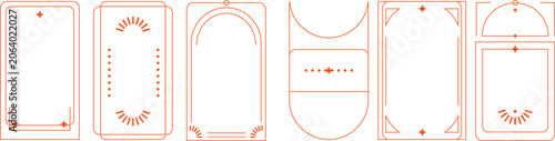 Collection of elegant bohemian style line borders and mystical arch frames for contemporary tarot or wedding layouts