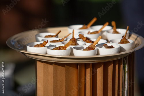 Assorted appetizers serving on tray for catering event