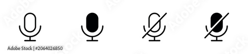 Fotografie Microphone and Mute Icon Set