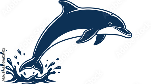 Playful dolphin jumping out of the ocean with a water splash