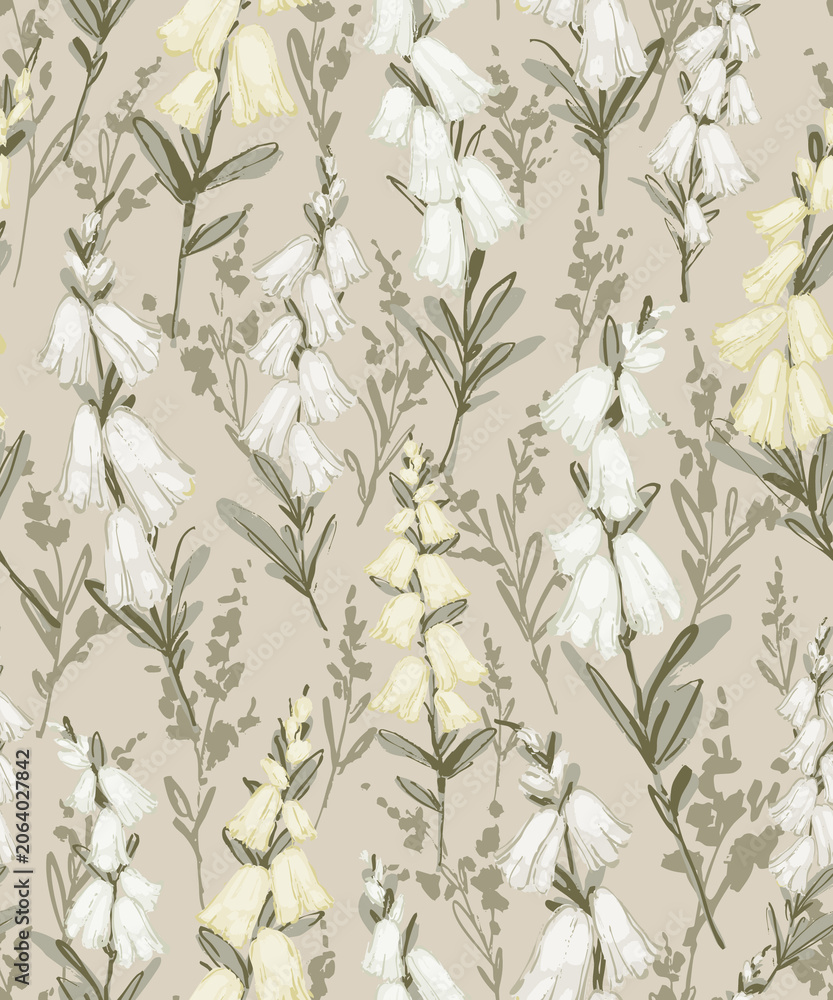 Fototapeta premium Ivory Bellflower Meadow Pattern