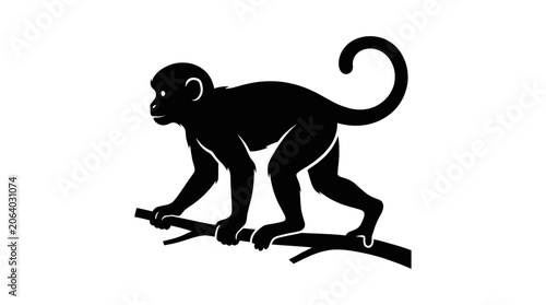 Canvas Print Monkey silhouette walking on a tree branch