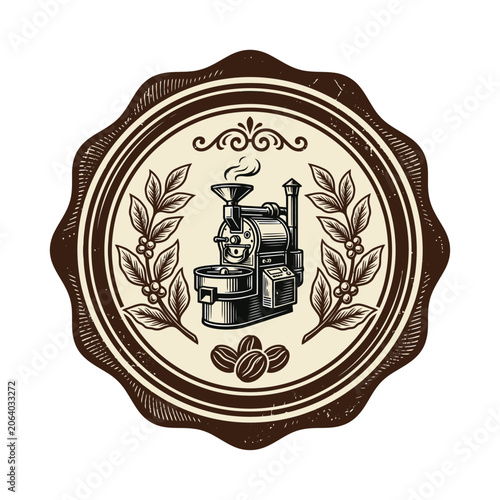 Tableau sur toile Vintage coffee roaster machine seal.