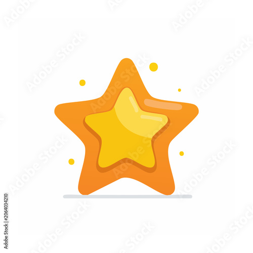 Orange star icon with yellow glow on white background