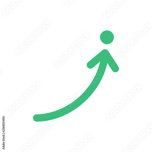 Upward pointing green arrow with circular head.