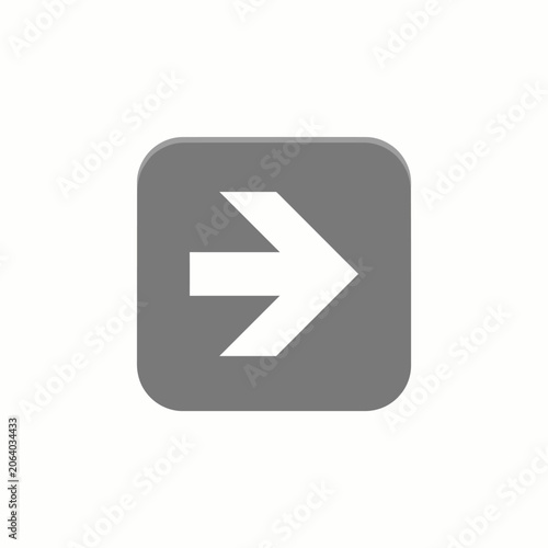 White directional arrow on gray rounded square.