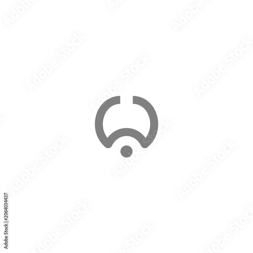 Abstract circular crescent symbol with dot.