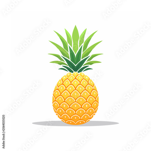 Flat design pineapple with green leaves isolated