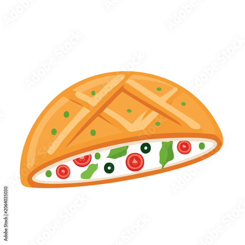 Flat design pizza slice with toppings