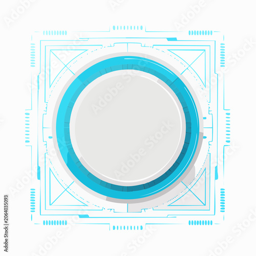 Futuristic Digital Interface Element with Circular Display