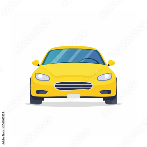 Yellow taxi car 3D render front view