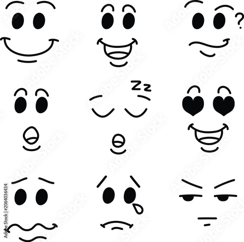 Simple Faces Expression black and white monochrome 