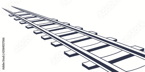 Canvas Print Simple line art perspective drawing of railroad tracks disappearing into distanc