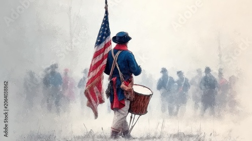 Soldier with drum and flag