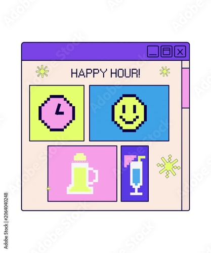flat icon for web design happy hours pop up