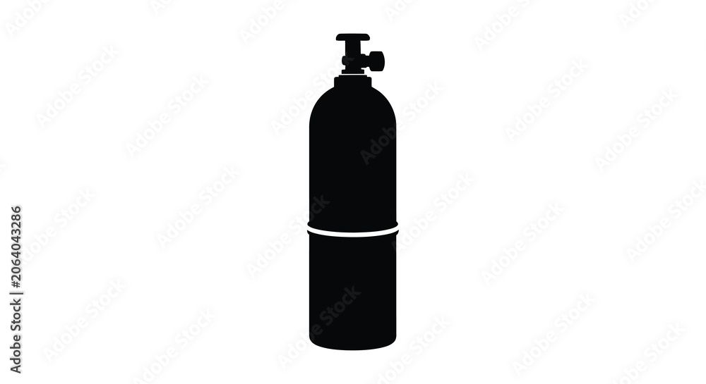 Obraz premium Compressed air tank with valve black silhouette