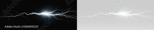 Quadro su tela Electric lightning bolt and thunder flash discharge in sky