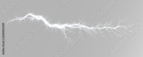 Bright lightning bolt and thunder storm energy discharge