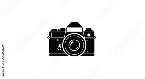 Canvas Print Vintage Camera Silhouette Against A White Background