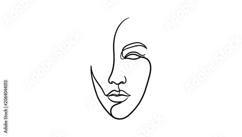 Minimalist Line Art Portrait of a Woman's Face, Elegant Continuous Line Drawing