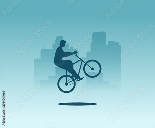 Man riding a bicycle. Vector illustration