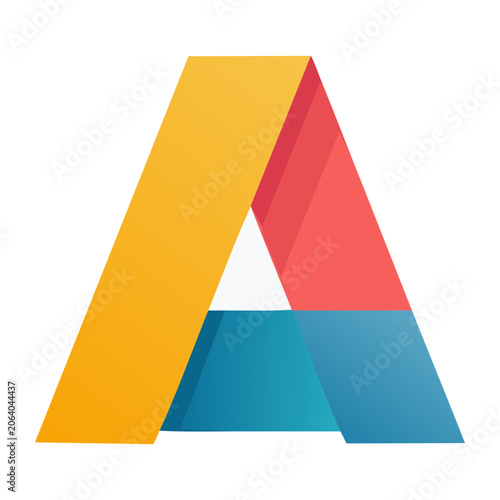 Overlapping geometric triangles in red yellow blue cyan