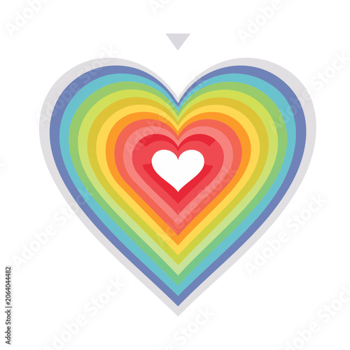 Red heart with colorful swirl design